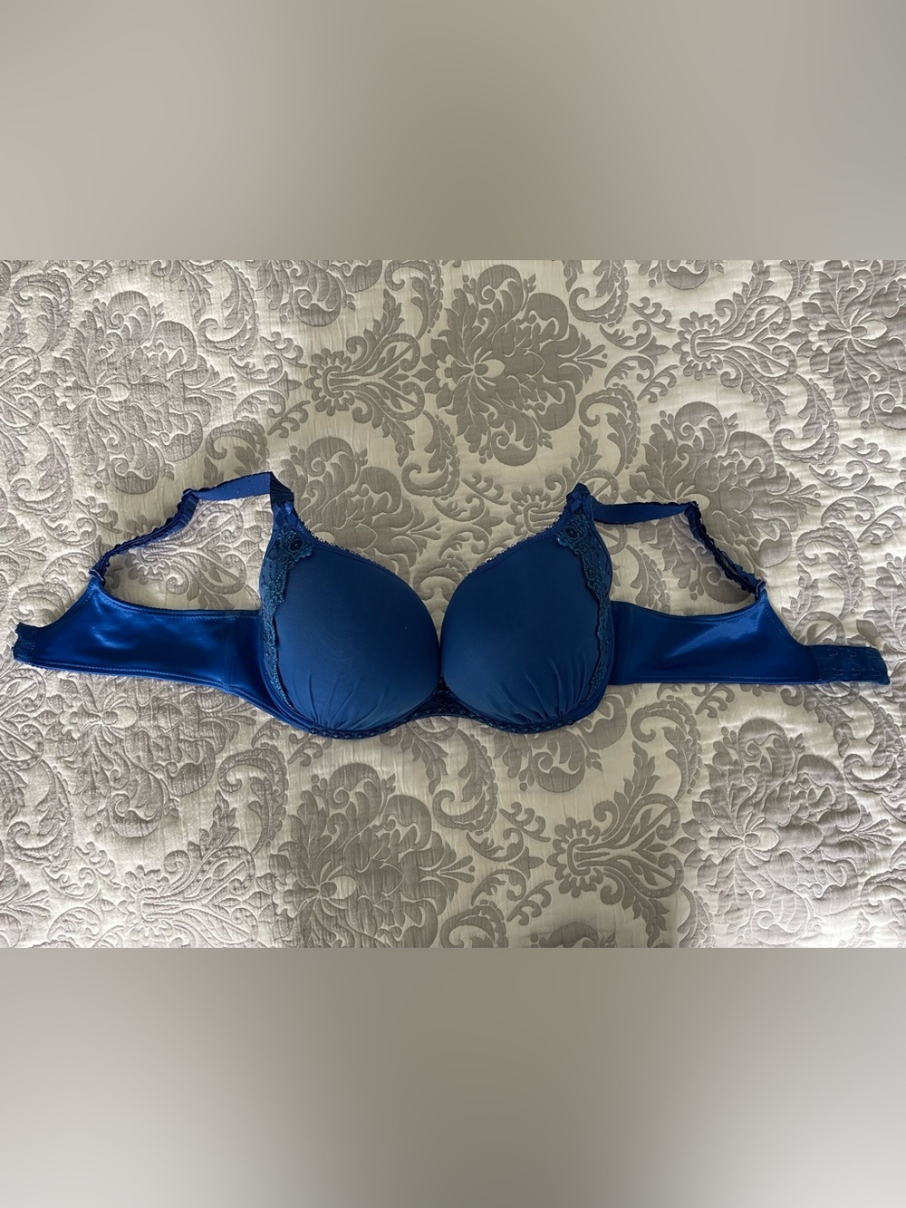 Blue Lace Accent Underwire Bra — Supportive Everyday Style